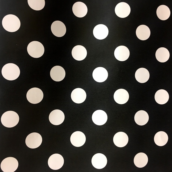 Tablecloth Vinyl  - Polka Dot White on Black 17mm